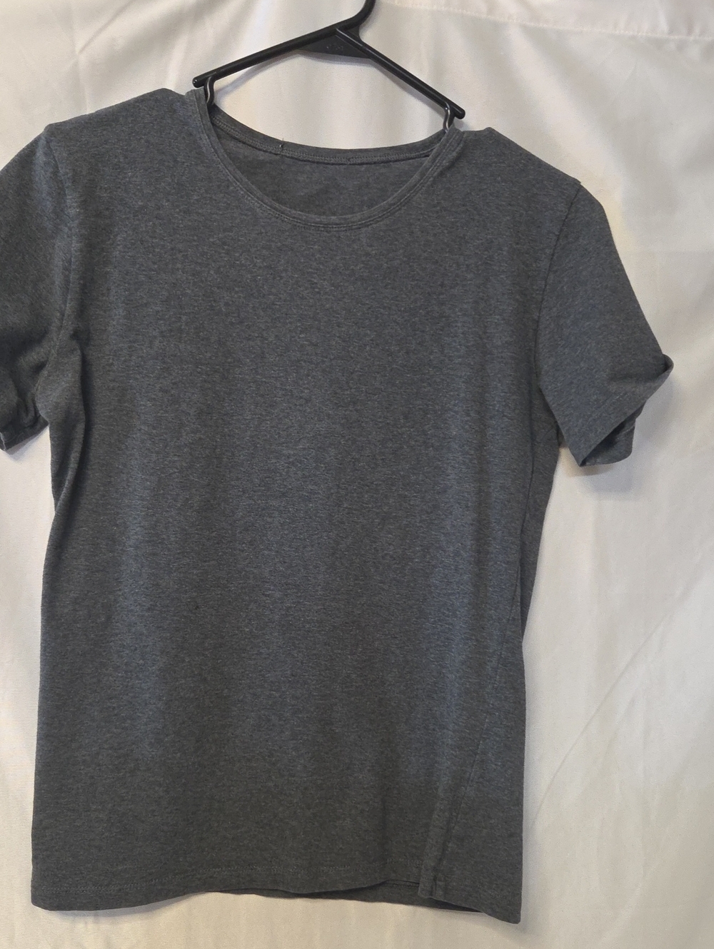 Mango MNG Basics Heather Grey T-Shirt Short Sleeve Crew Neck Top - Size S (1611]